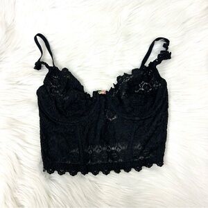 Vintage Victoria’s Secret Black Lace Bustier Bralette Bra Size 34C